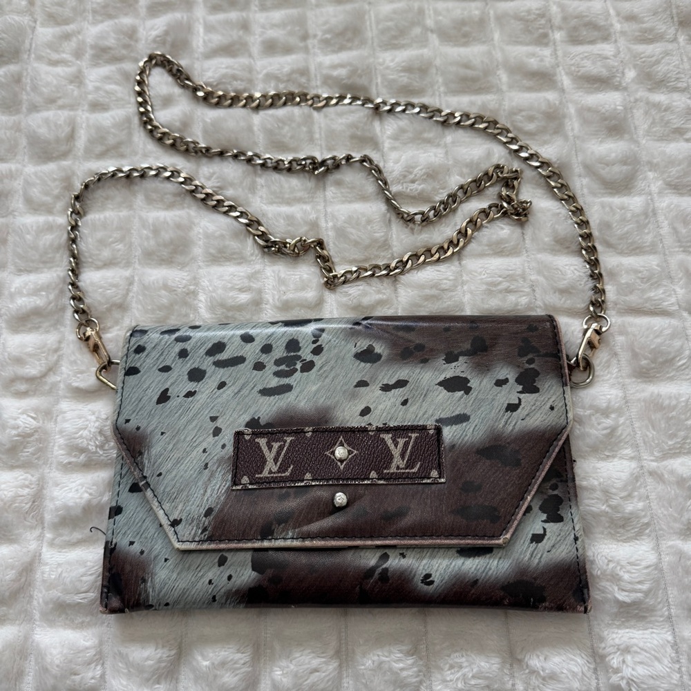 Upcycled Crossbody Handbag ~ Chain Strap Animal Print Night Out